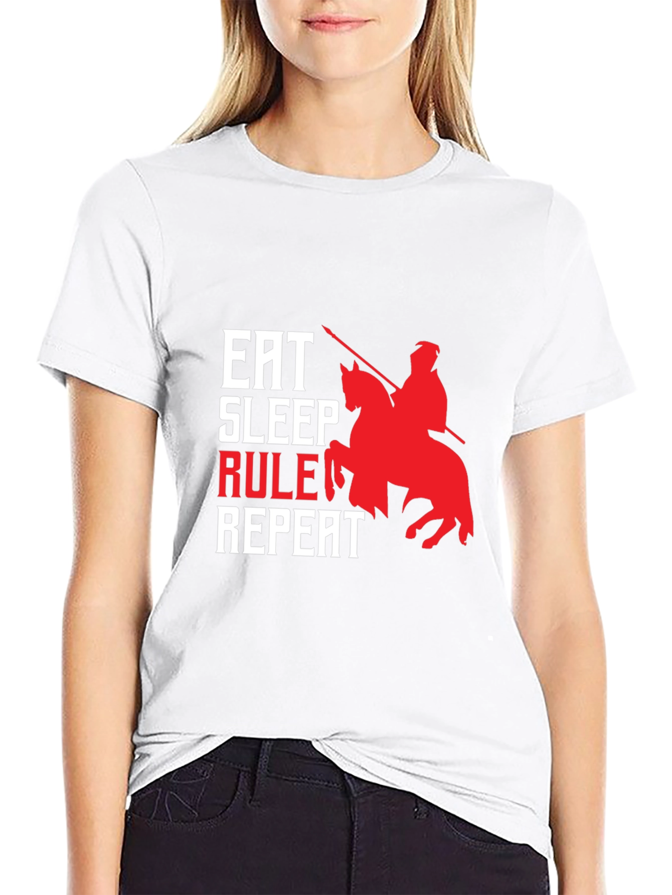 Eat Sleep Rule Repeat Graphic Tee - Black Cotton