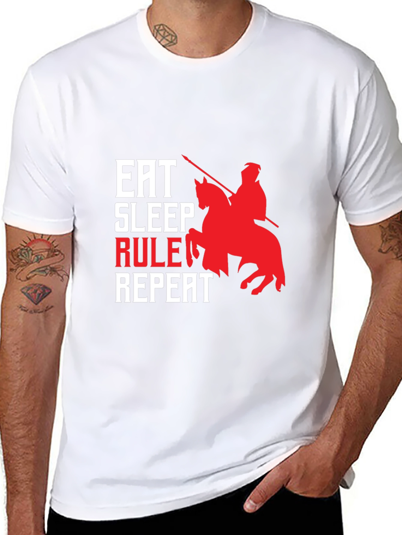 Eat Sleep Rule Repeat Graphic Tee - Black Cotton