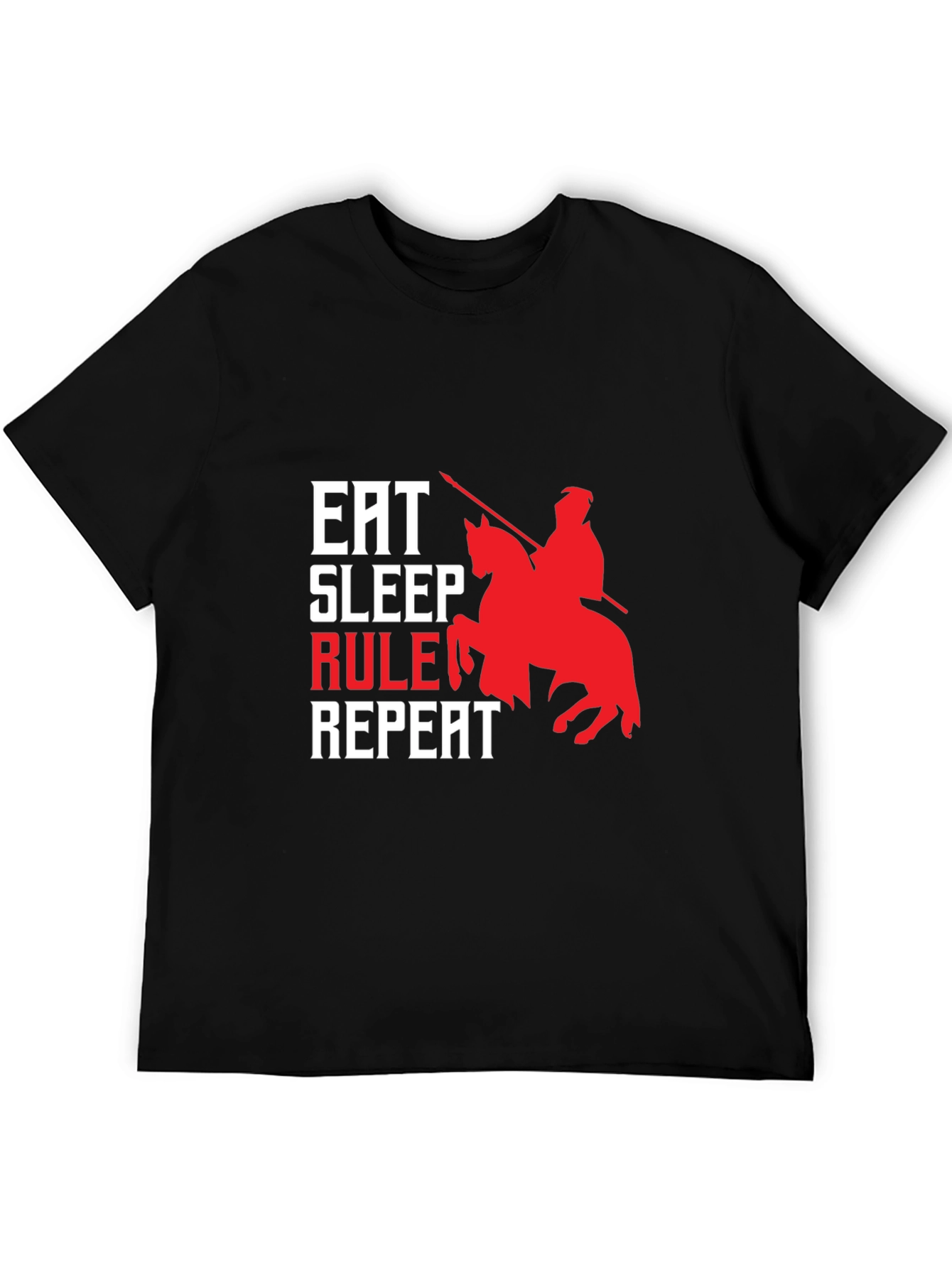 Eat Sleep Rule Repeat Graphic Tee - Black Cotton