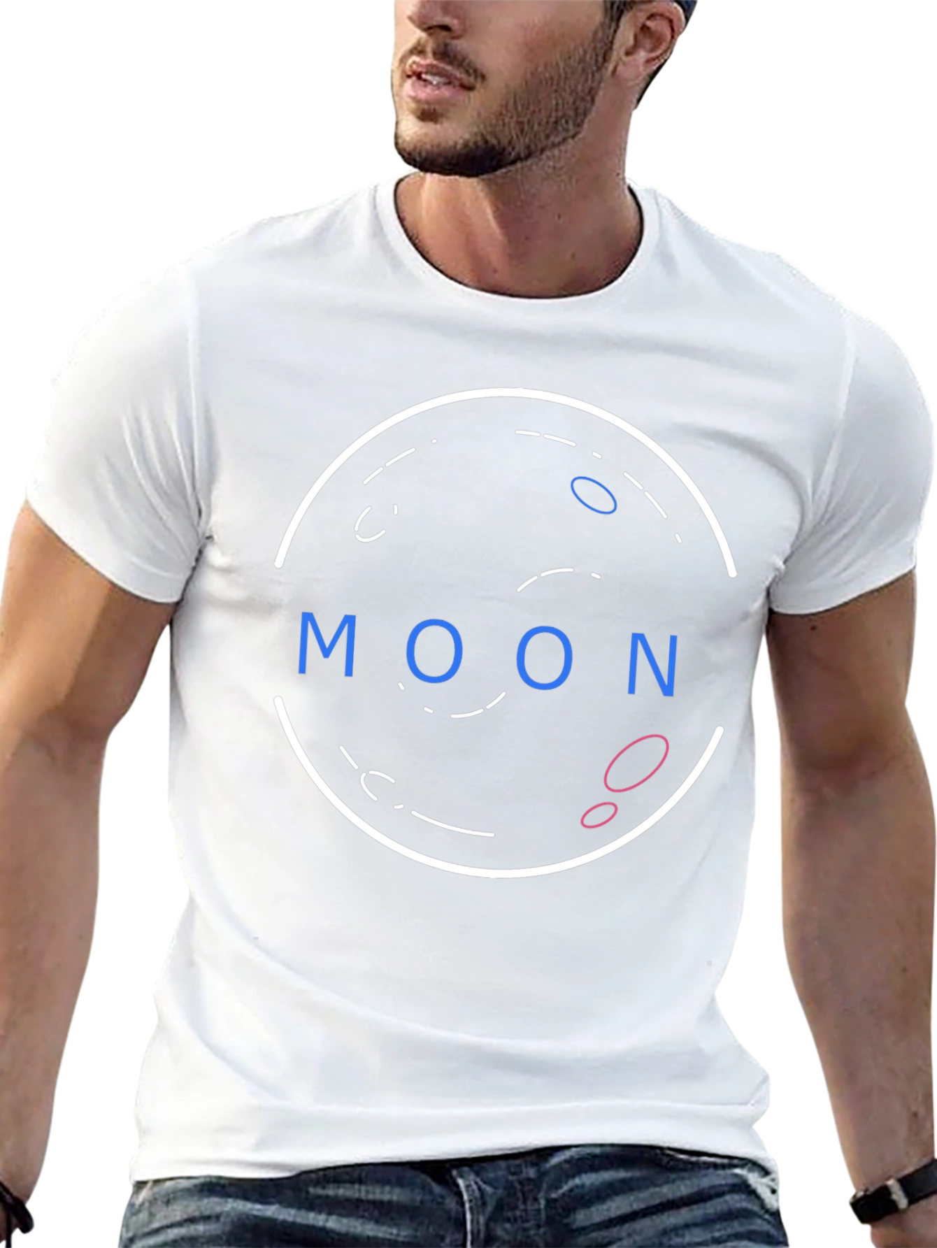 Graphic Print T-Shirt - Moon Design