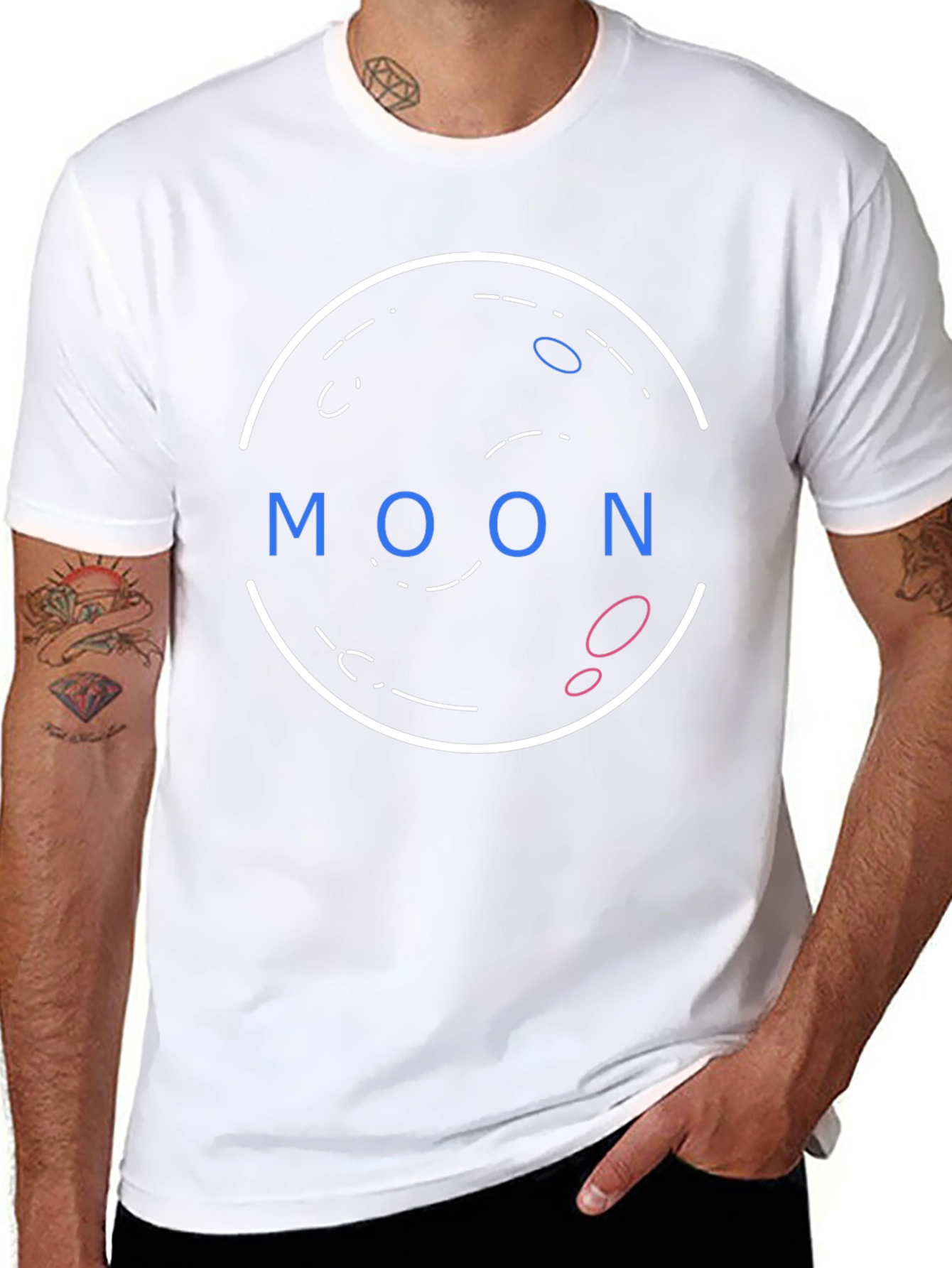 Graphic Print T-Shirt - Moon Design
