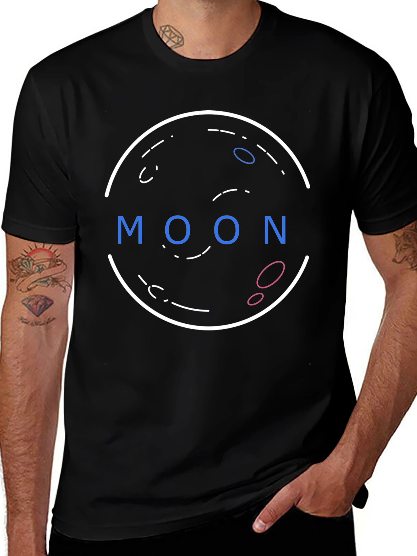 Graphic Print T-Shirt - Moon Design