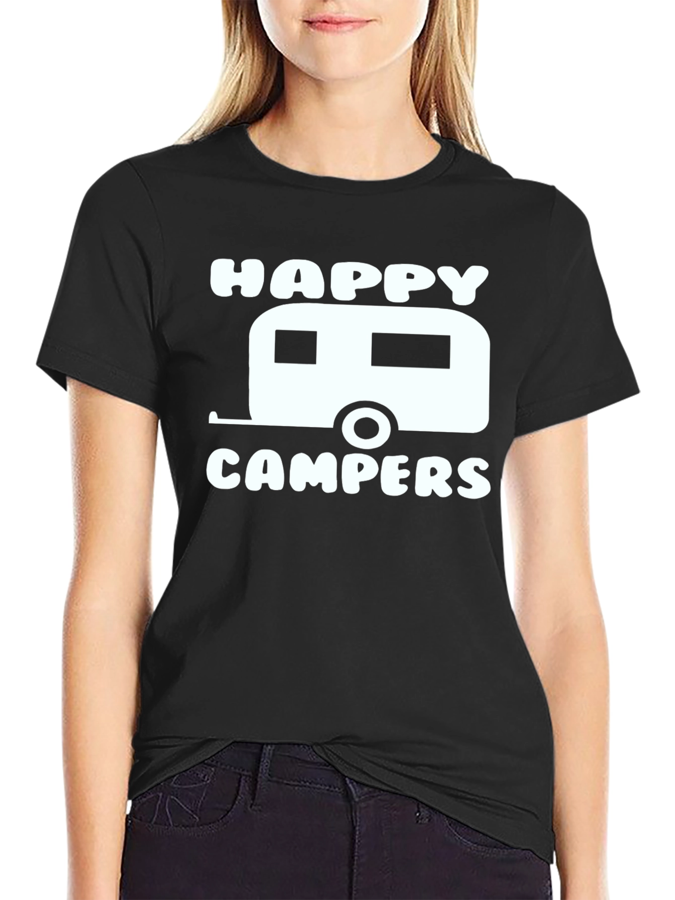 Happy Campers Graphic T-Shirt - Black