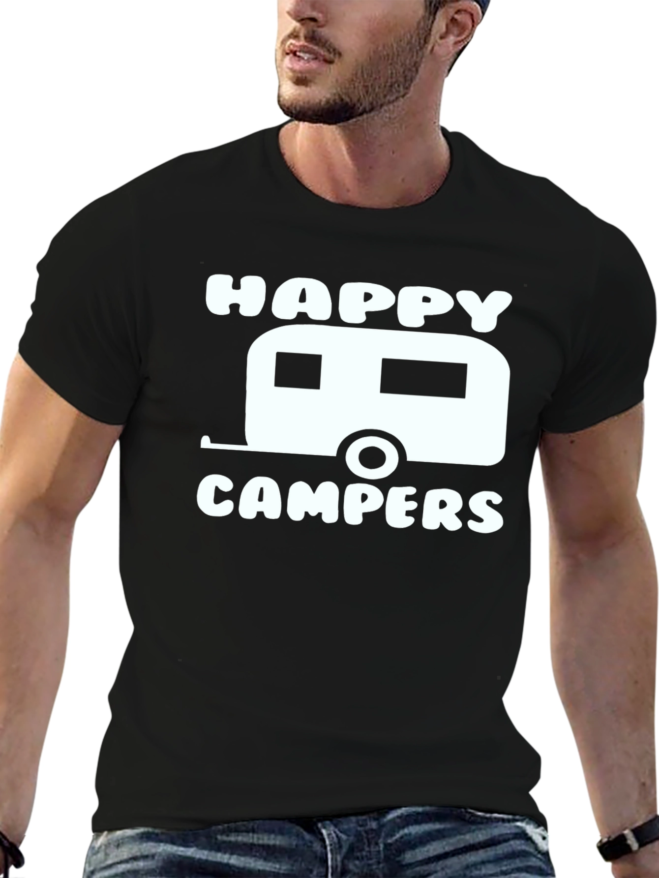 Happy Campers Graphic T-Shirt - Black