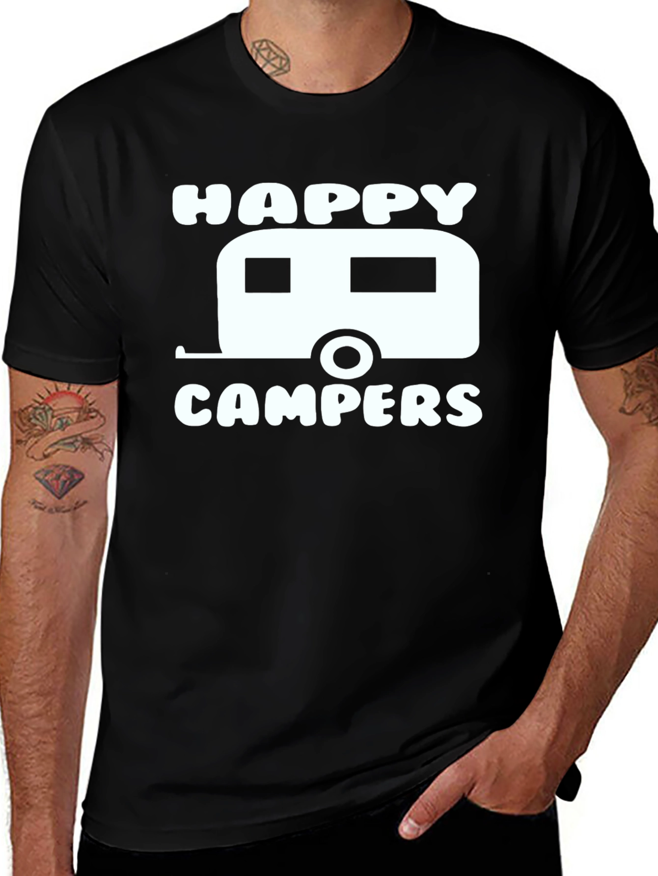 Happy Campers Graphic T-Shirt - Black