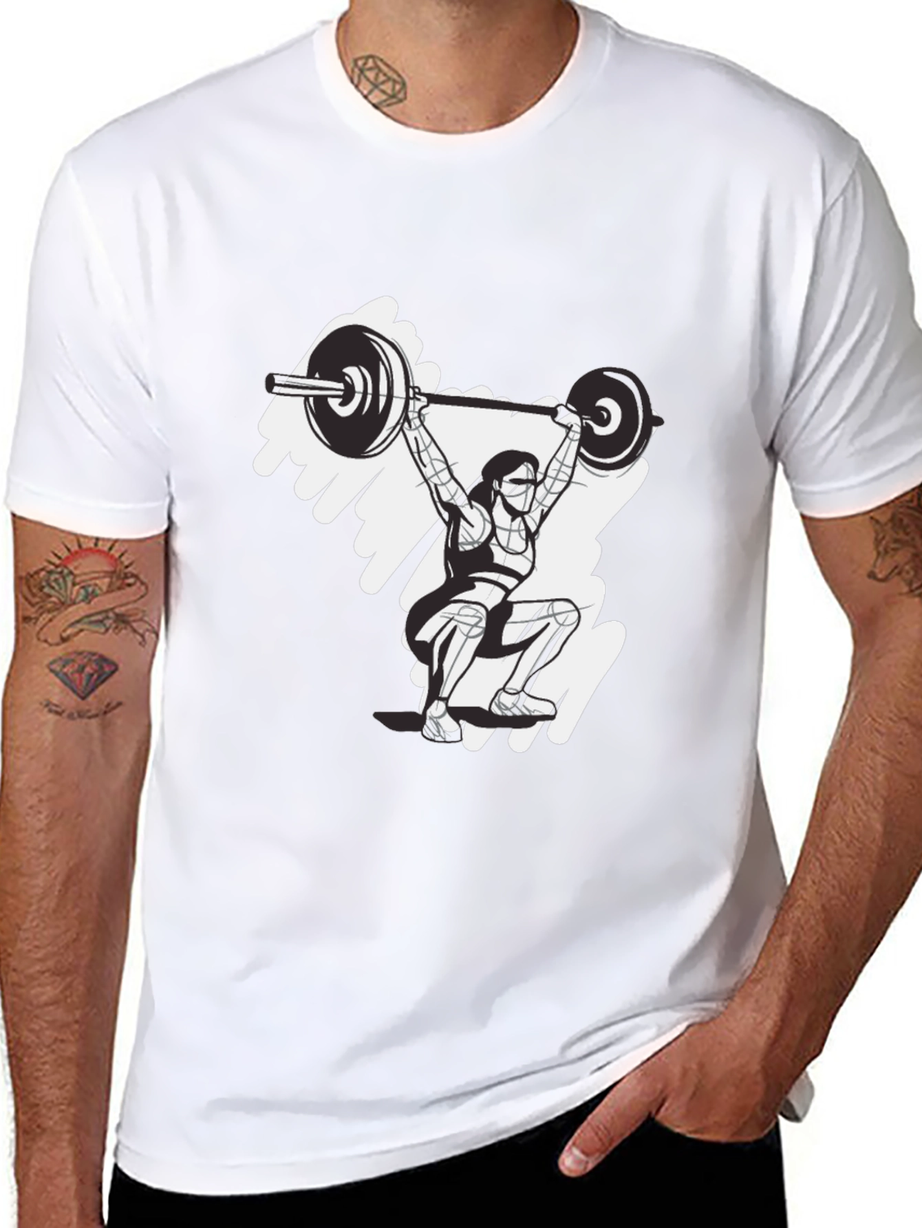 Weightlifting Design Black T-Shirt