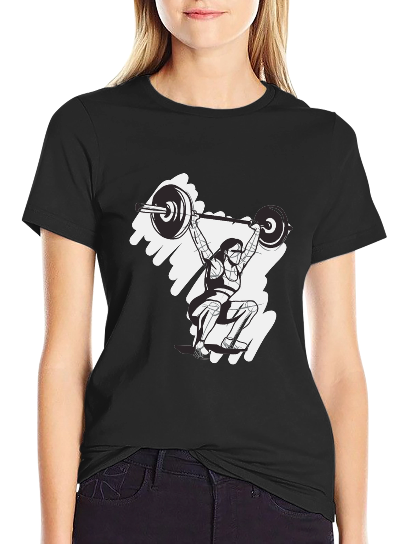 Weightlifting Design Black T-Shirt