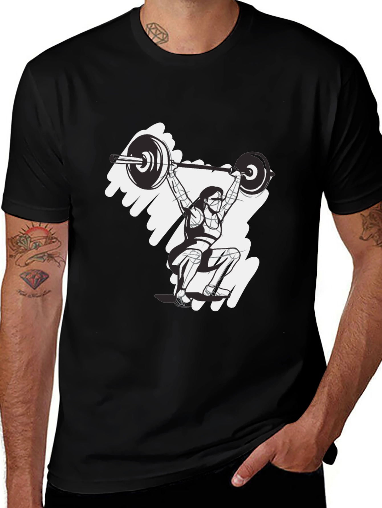 Weightlifting Design Black T-Shirt