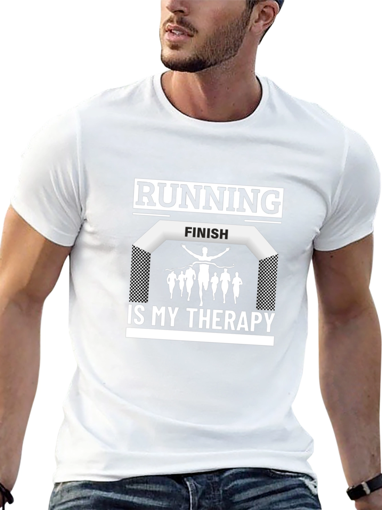Running Is My Therapy Graphic Tee - Black Cotton
