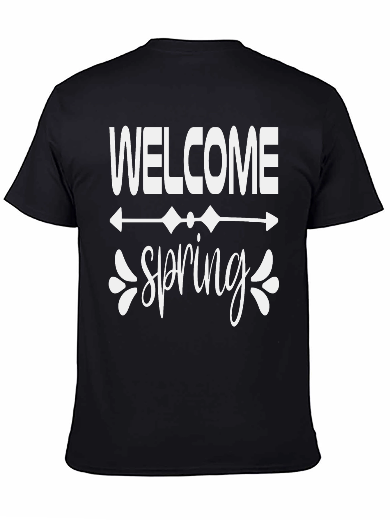 Welcome Spring Graphic Tee - Black Cotton Blend