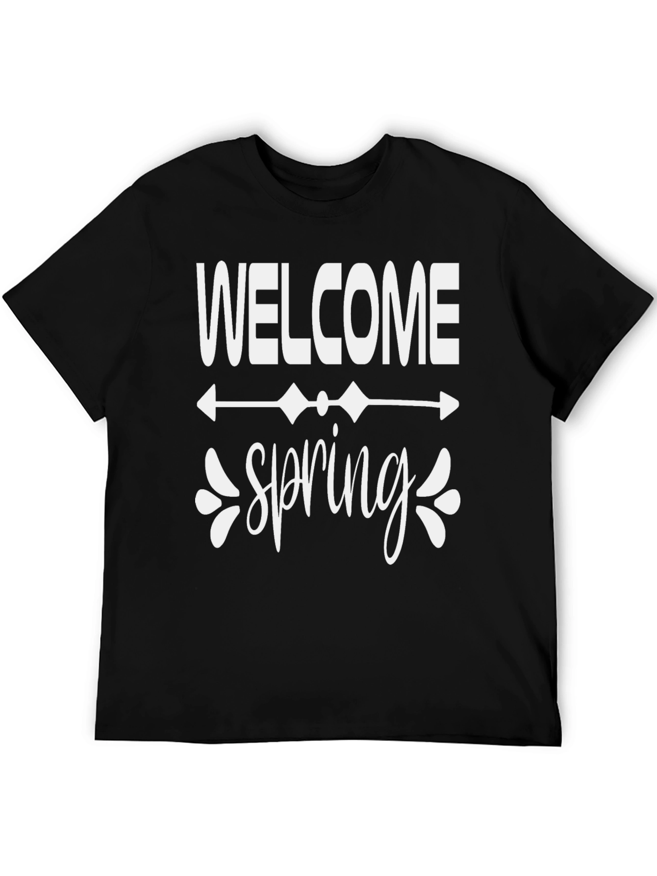 Welcome Spring Graphic Tee - Black Cotton Blend