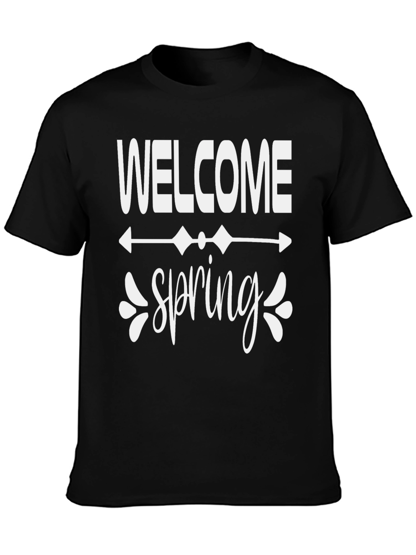 Welcome Spring Graphic Tee - Black Cotton Blend