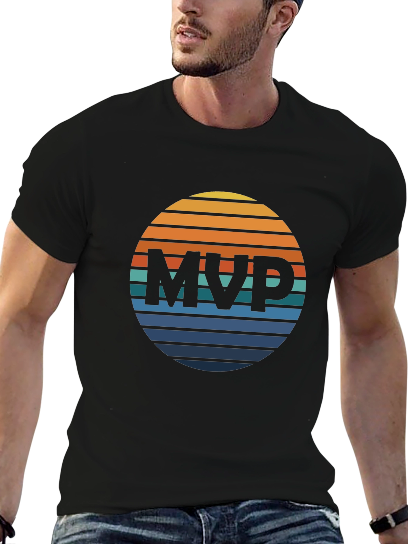 Retro MVP Graphic Tee - Black Cotton T-Shirt