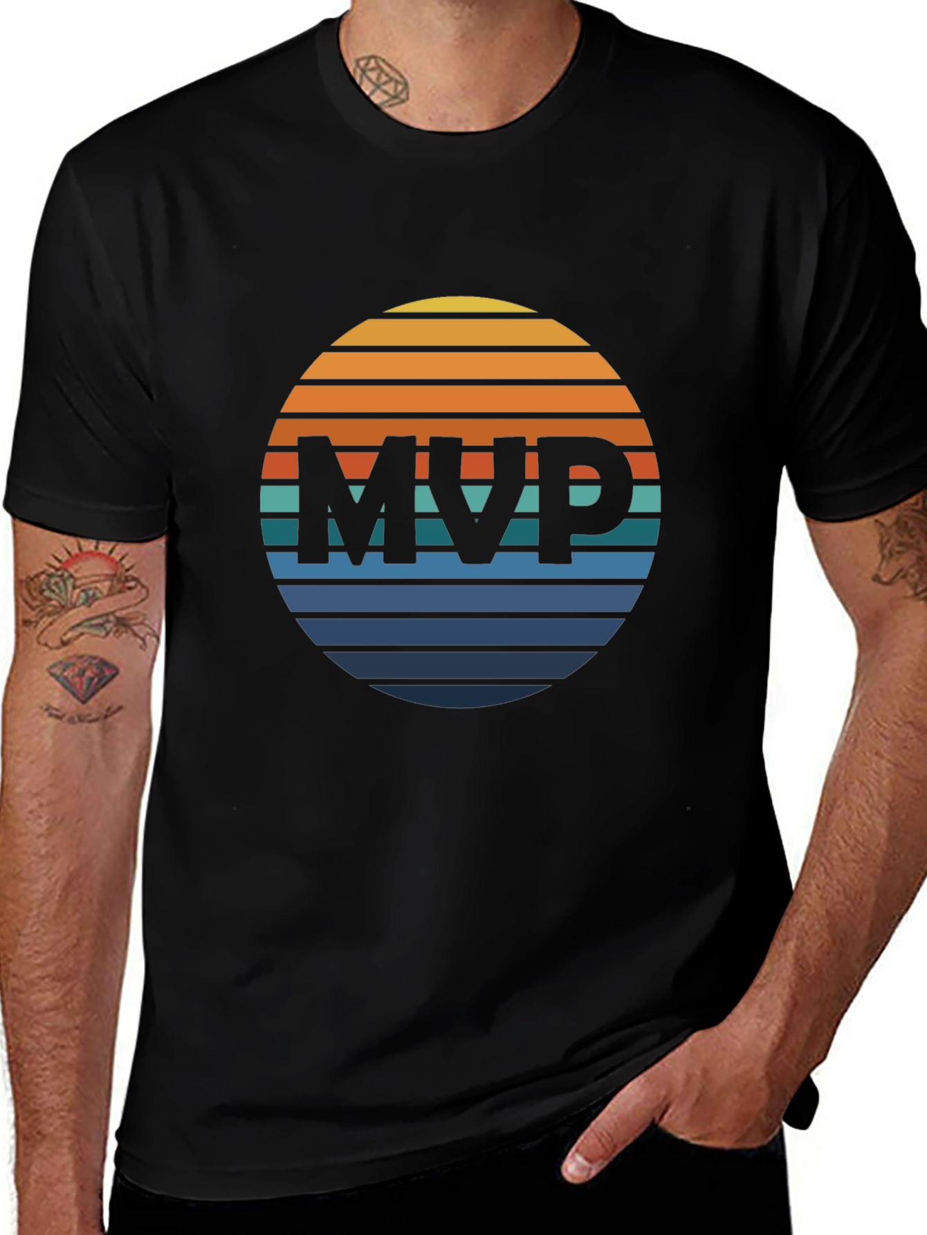 Retro MVP Graphic Tee - Black Cotton T-Shirt