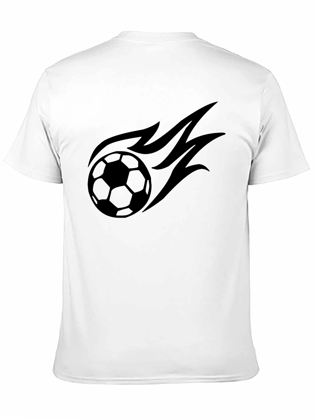 Mens Black T-Shirt with Soccer Ball Flame Design