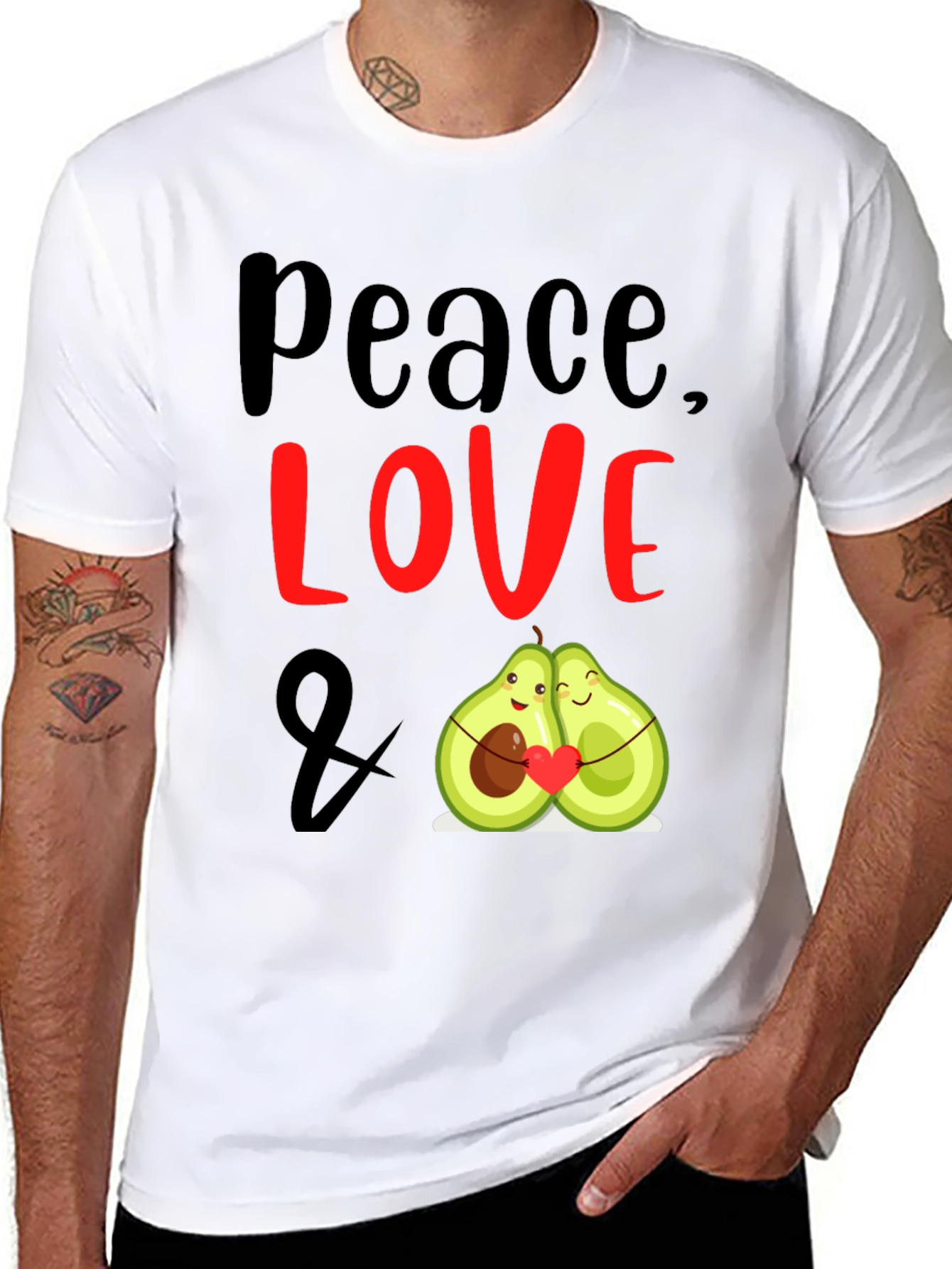 Peace Love Avocado T-Shirt Cute Couple Tee