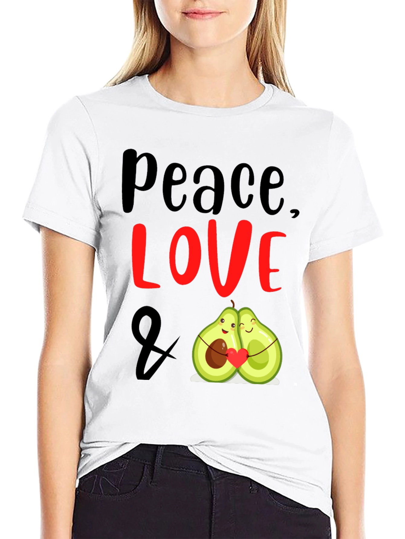 Peace Love Avocado T-Shirt Cute Couple Tee