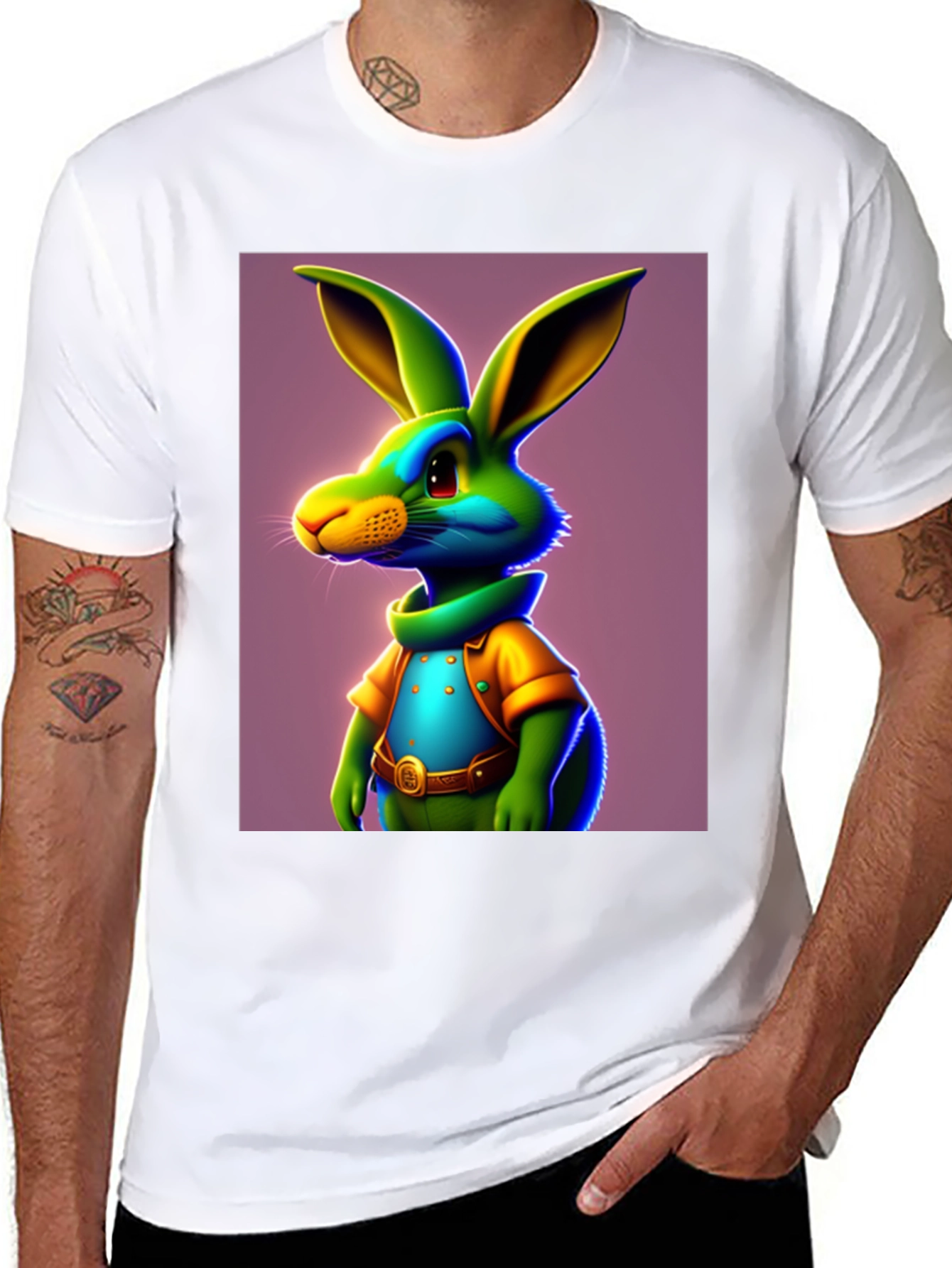 Cartoon Rabbit Graphic Tee - Funky Easter Style!