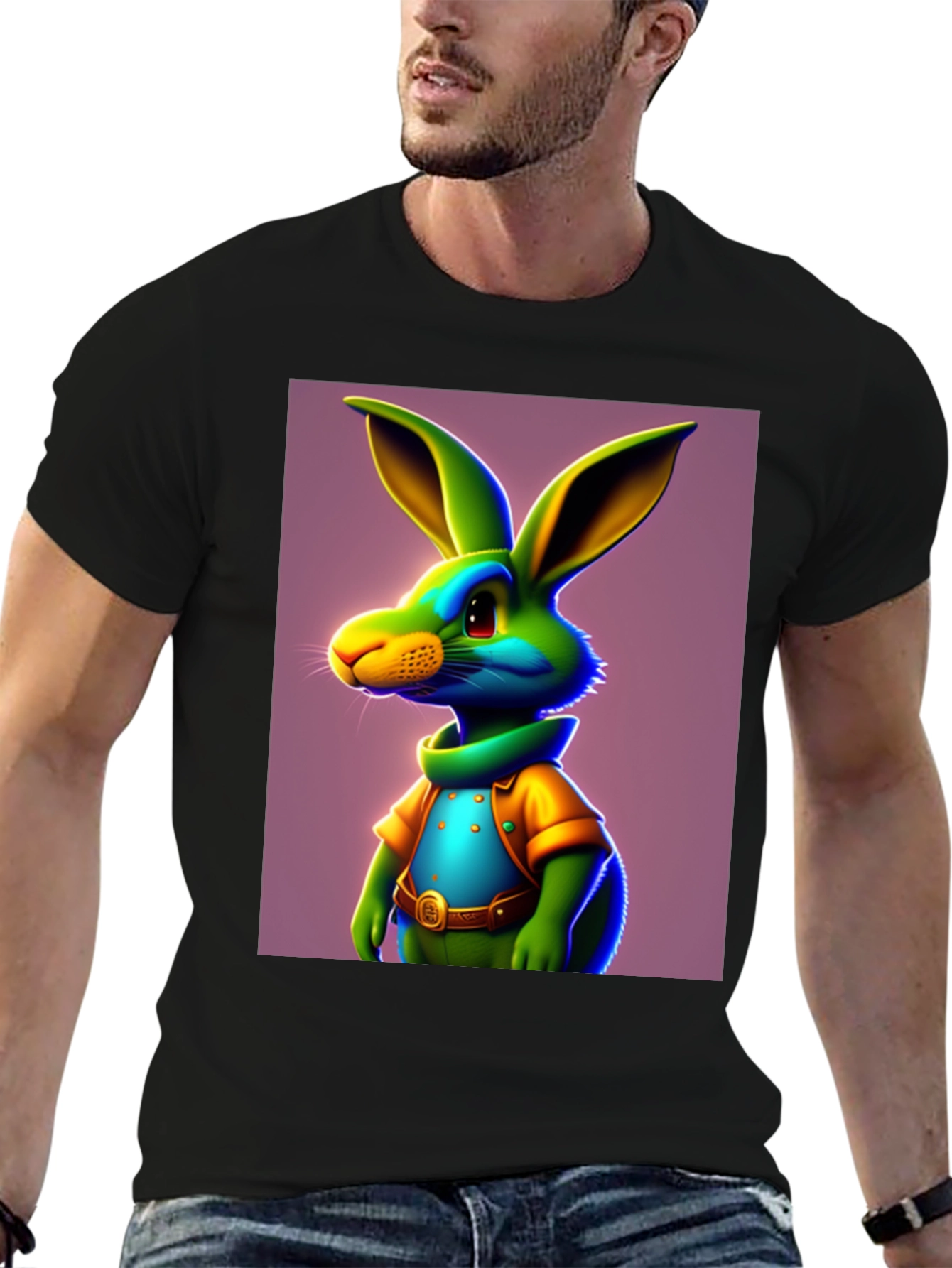 Cartoon Rabbit Graphic Tee - Funky Easter Style!