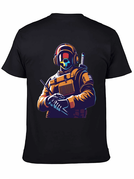 Tactical Soldier Graphic Print Black T-Shirt
