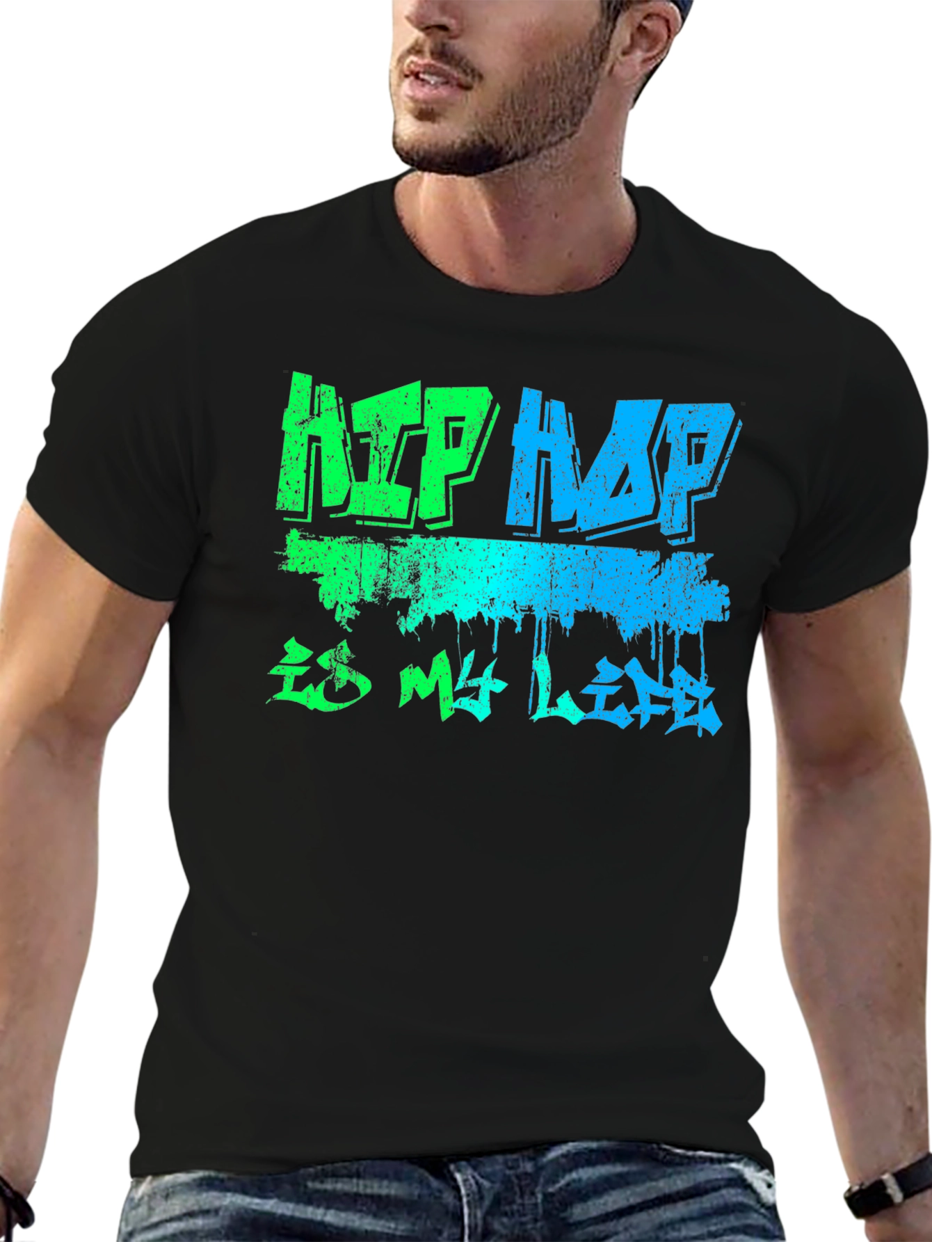 Hip Hop is My Life Graphic T-Shirt - Black