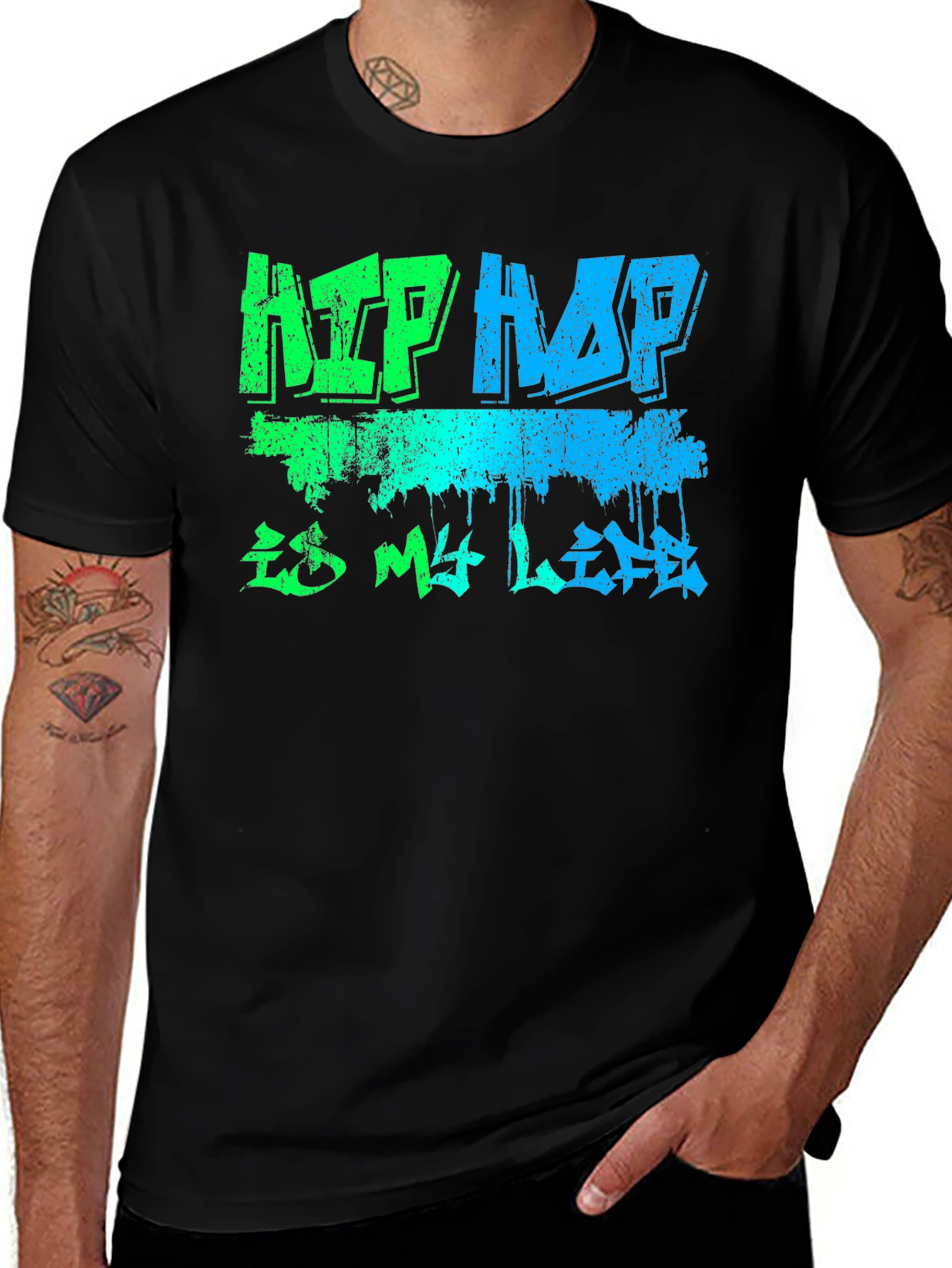 Hip Hop is My Life Graphic T-Shirt - Black