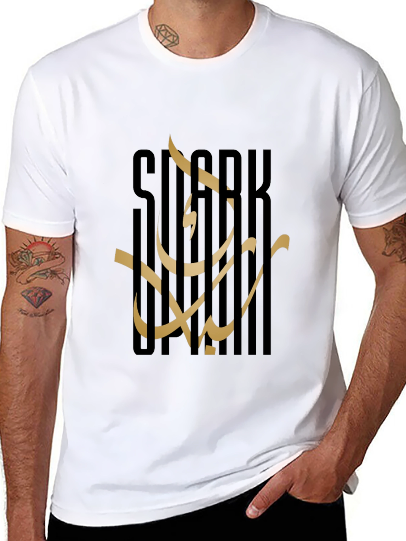 Sleek Black T-Shirt with Arabic Calligraphy Design