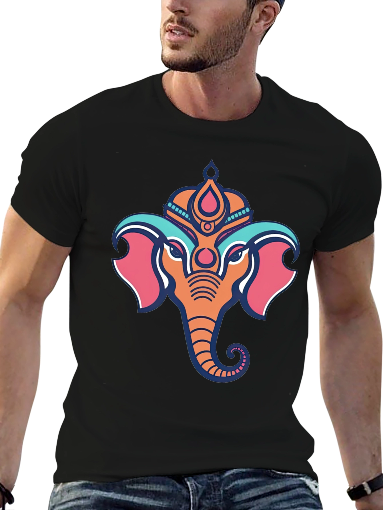 Ganesh Graphic Tee - Black Cotton T-Shirt