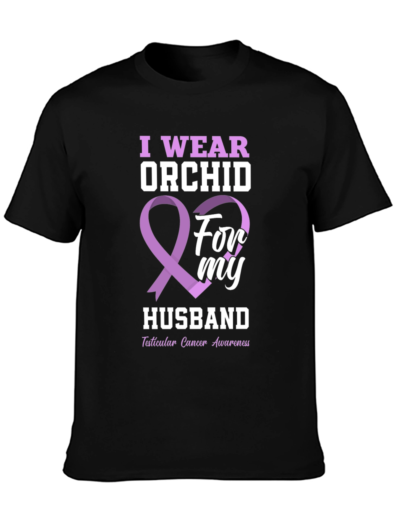Orchid Ribbon Husband Cancer Awareness T-Shirt