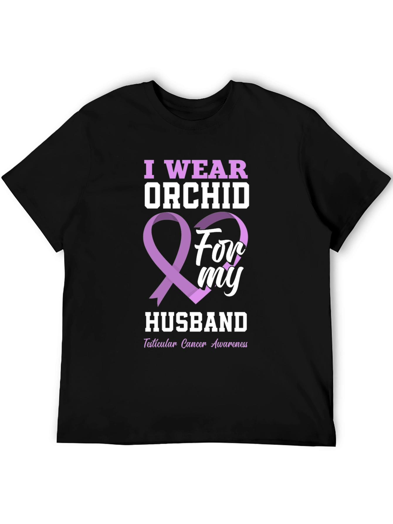 Orchid Ribbon Husband Cancer Awareness T-Shirt