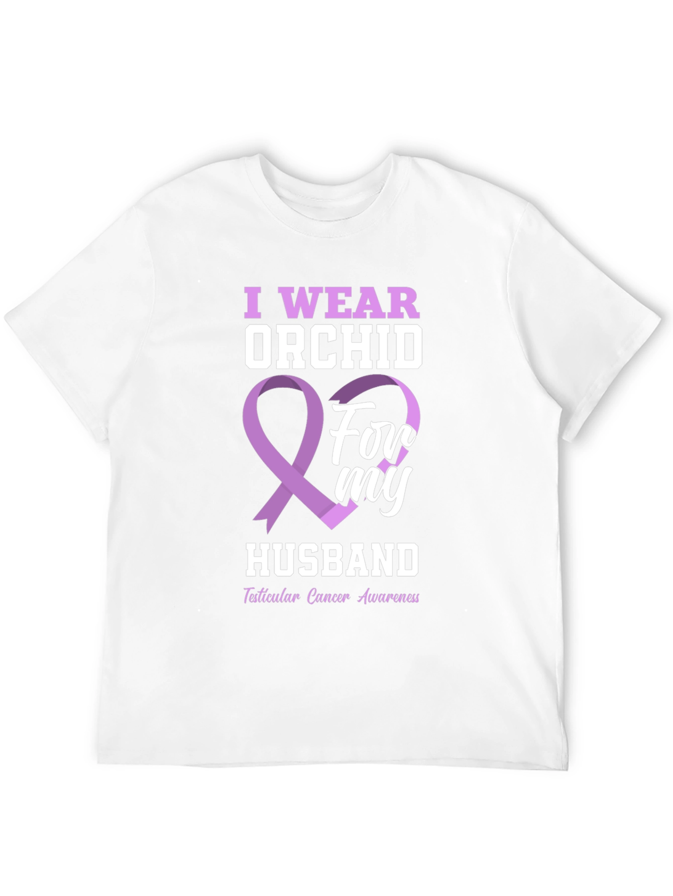 Orchid Ribbon Husband Cancer Awareness T-Shirt