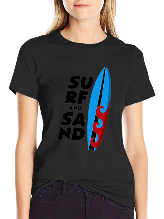 Surf and Sand Graphic Tee - Black Cotton T-Shirt