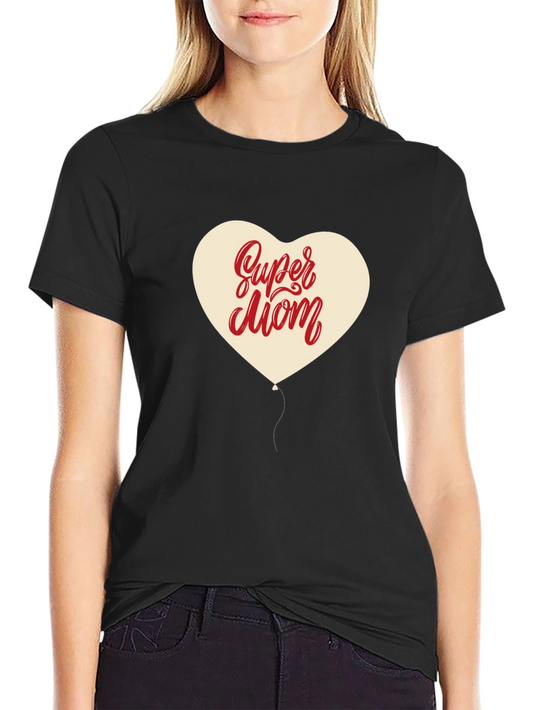 Super Mom Heart Graphic Tee - Trendy Mothers Day Gift