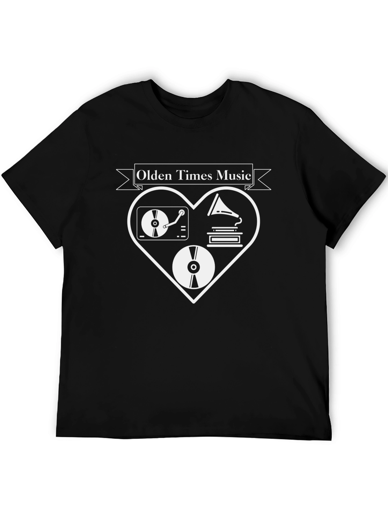 Olden Times Music Black T-Shirt - Retro Music Lover