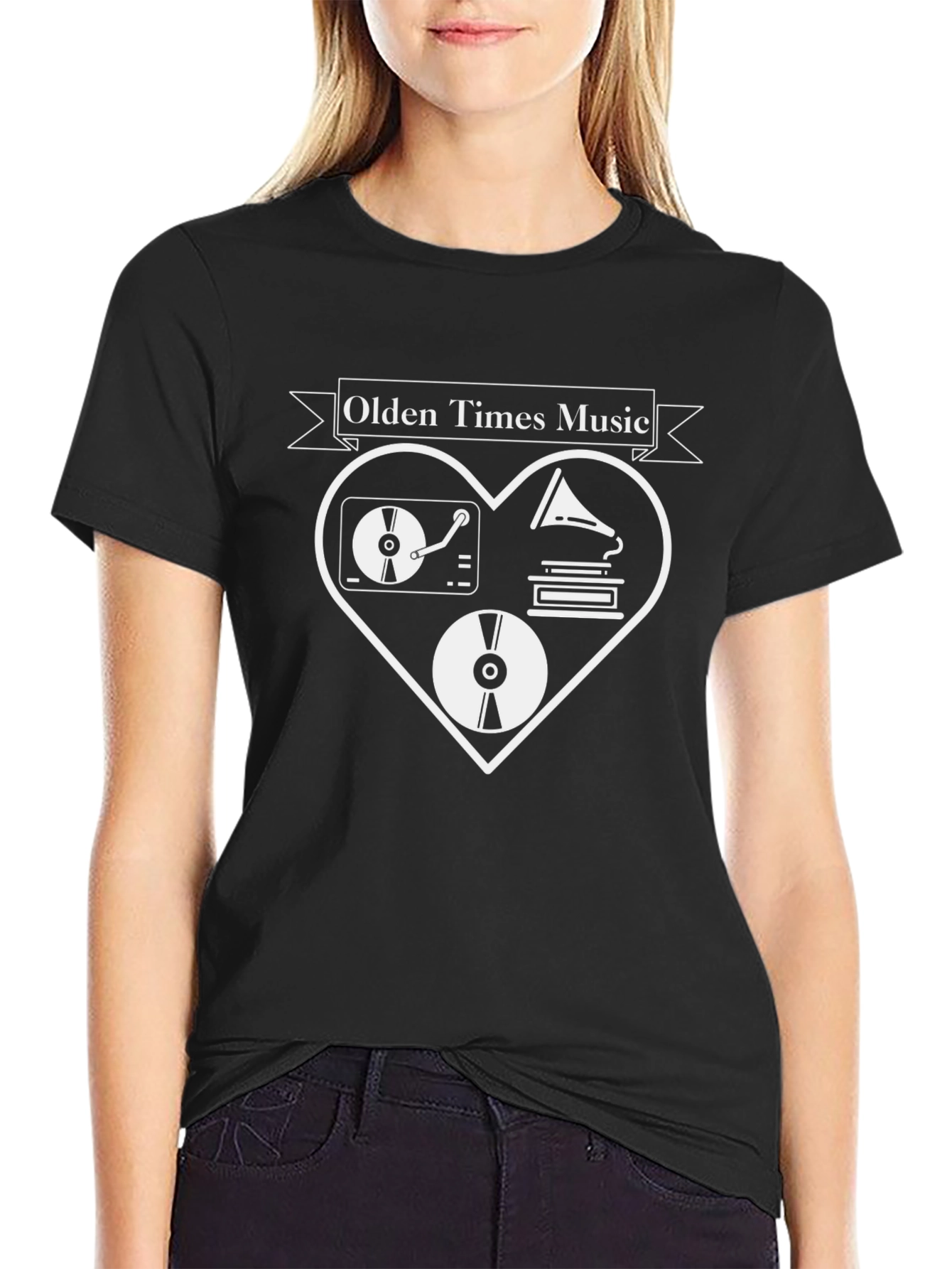 Olden Times Music Black T-Shirt - Retro Music Lover