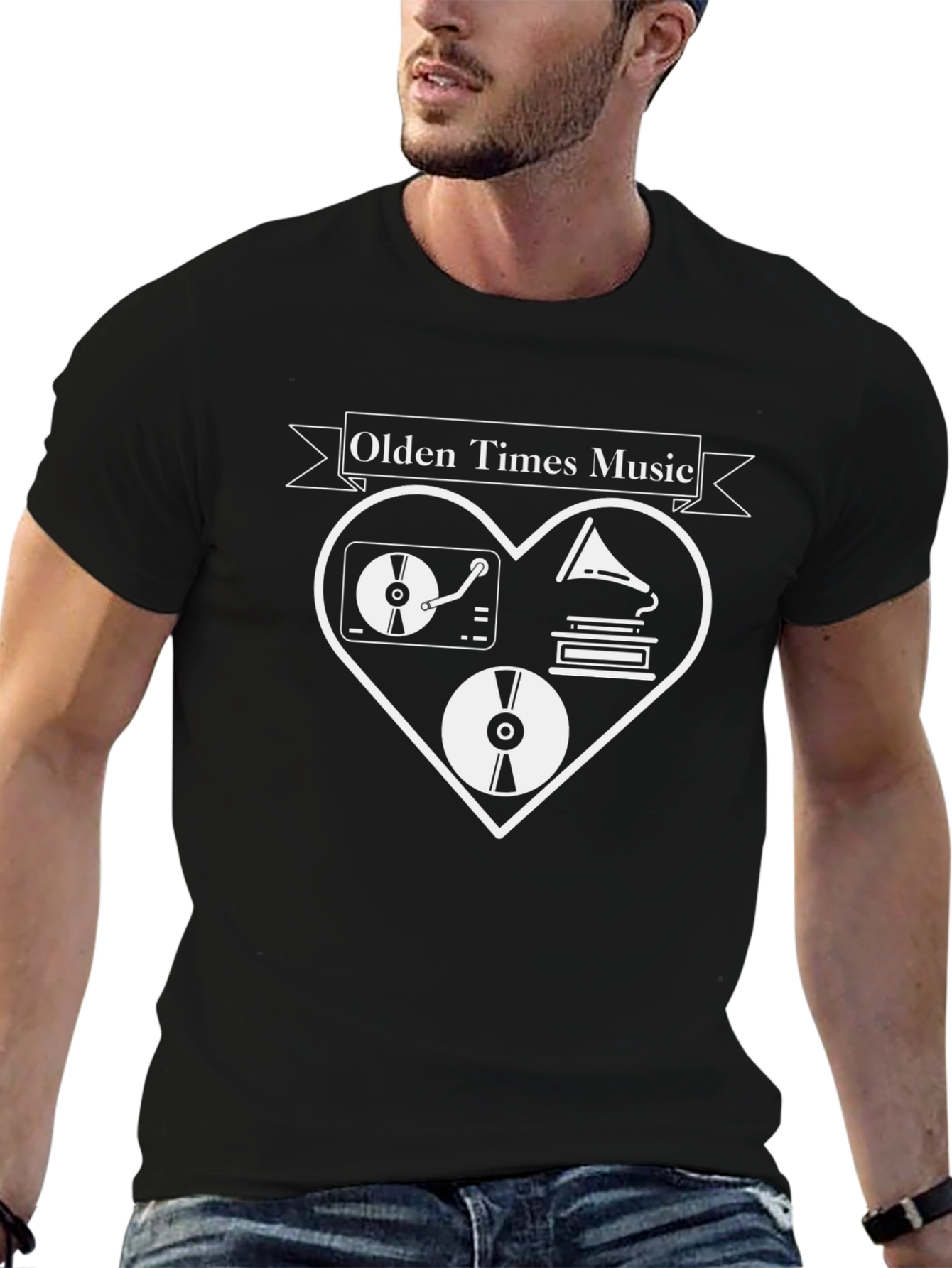 Olden Times Music Black T-Shirt - Retro Music Lover