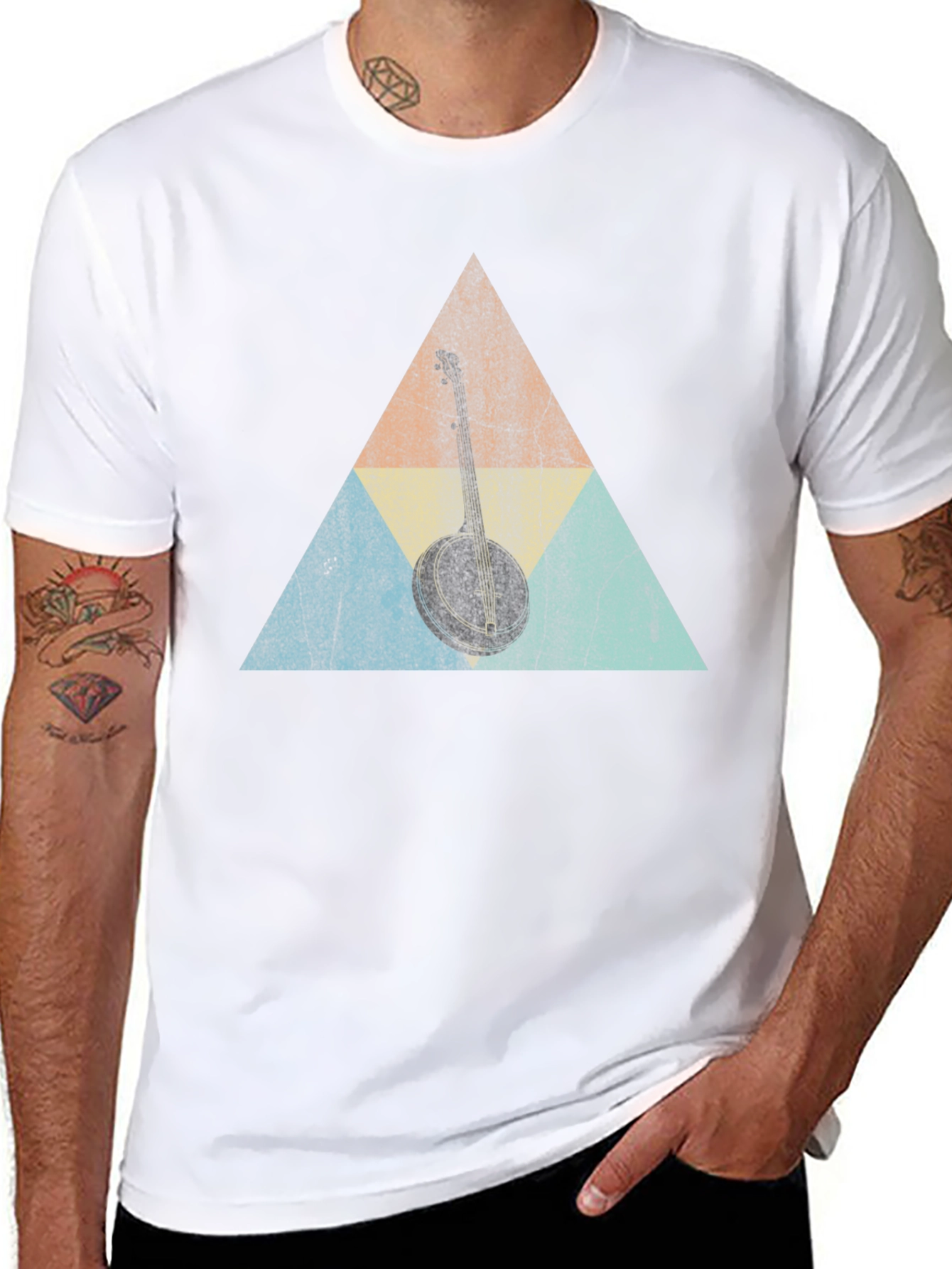 Banjo Triangle Graphic Tee - Retro Musical T-Shirt