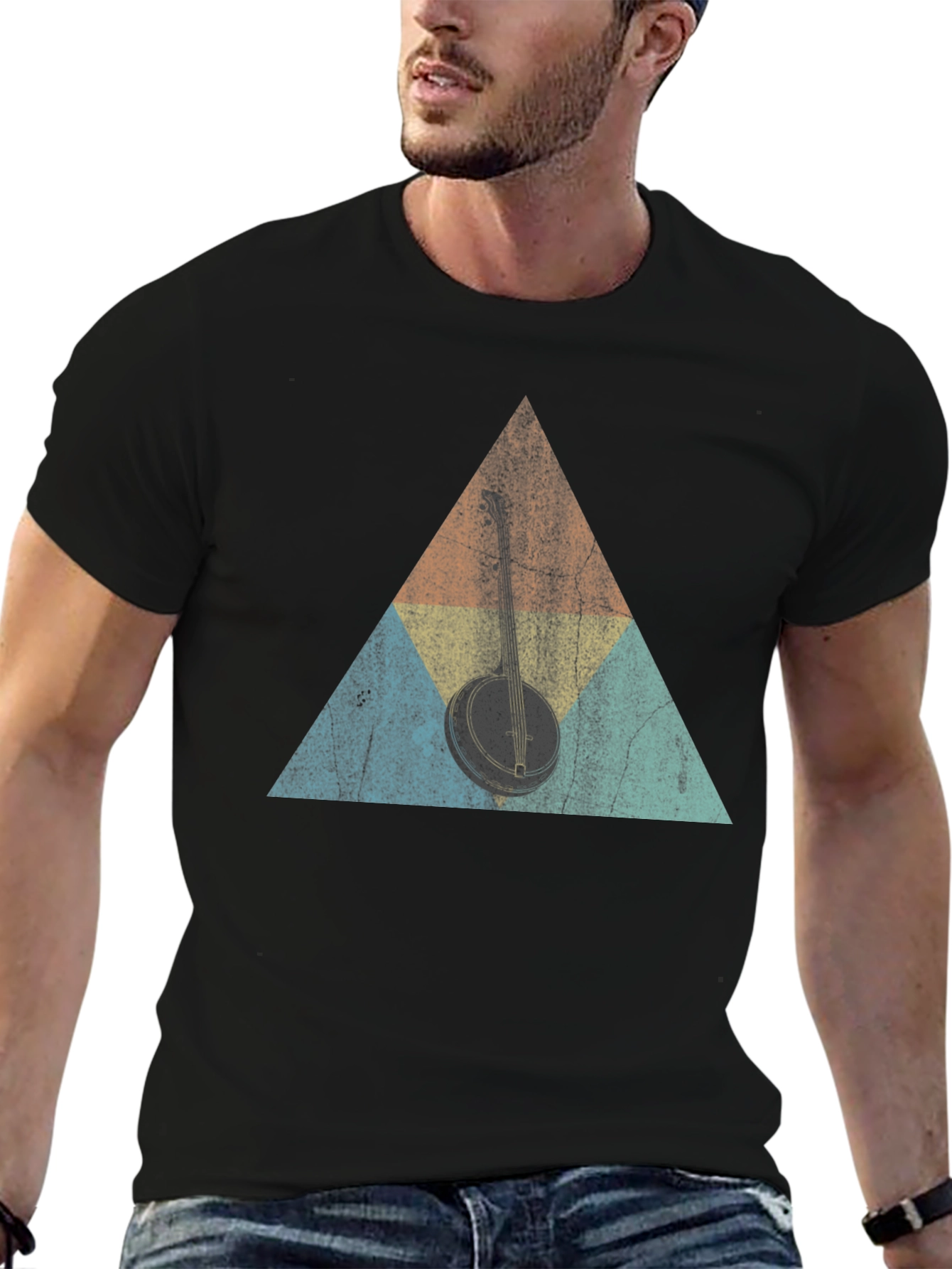 Banjo Triangle Graphic Tee - Retro Musical T-Shirt