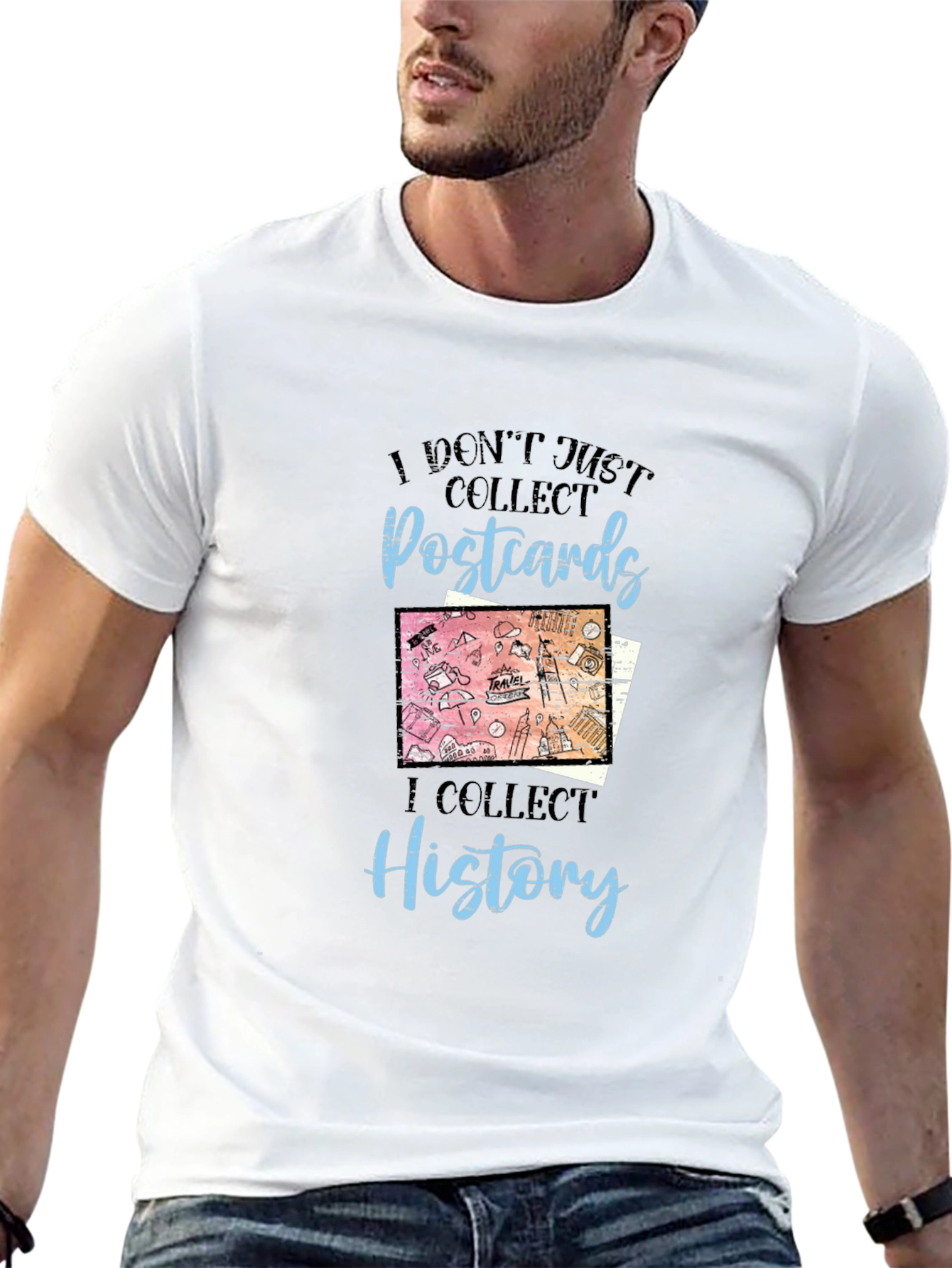 Postcard History Collector Graphic T-Shirt