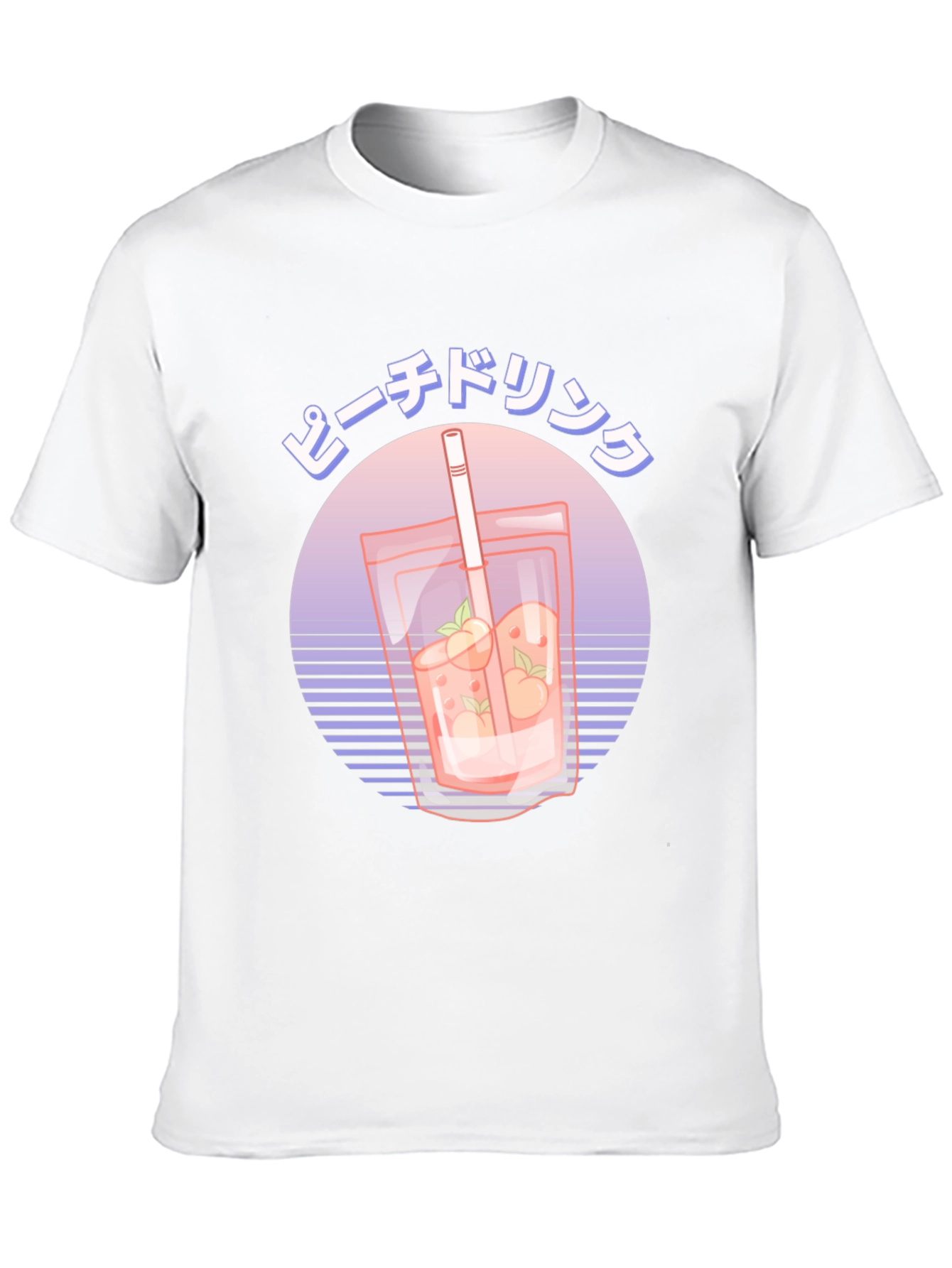 Peach Drink Graphic Tee - Retro Japanese Style