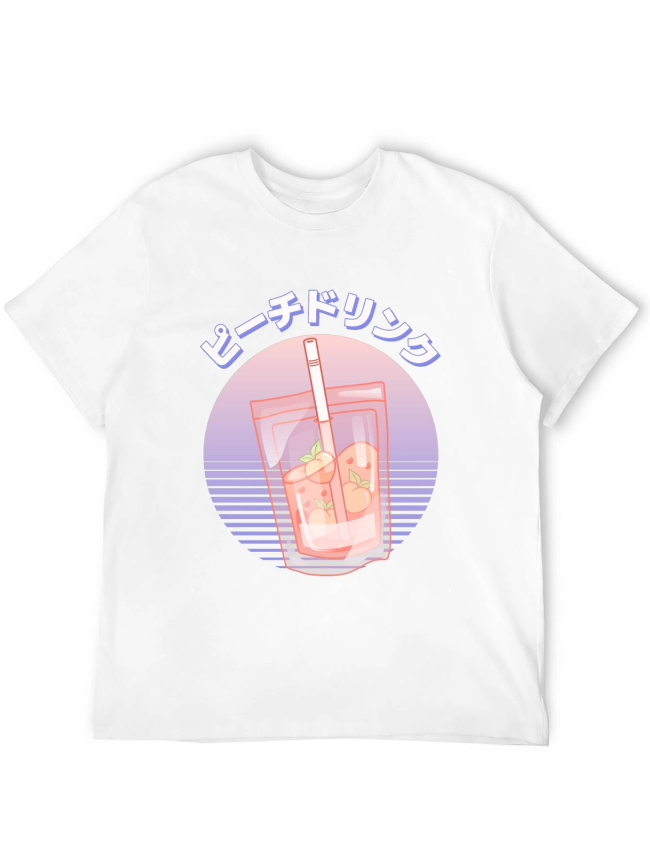Peach Drink Graphic Tee - Retro Japanese Style