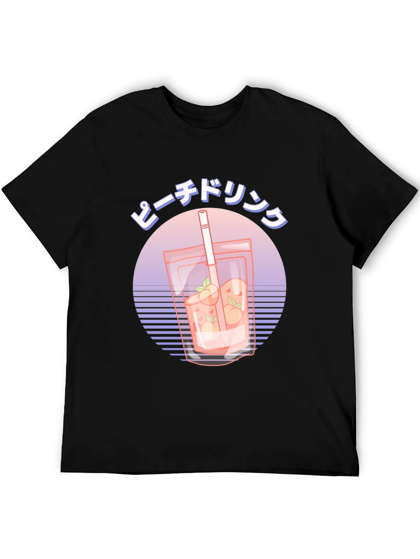Peach Drink Graphic Tee - Retro Japanese Style
