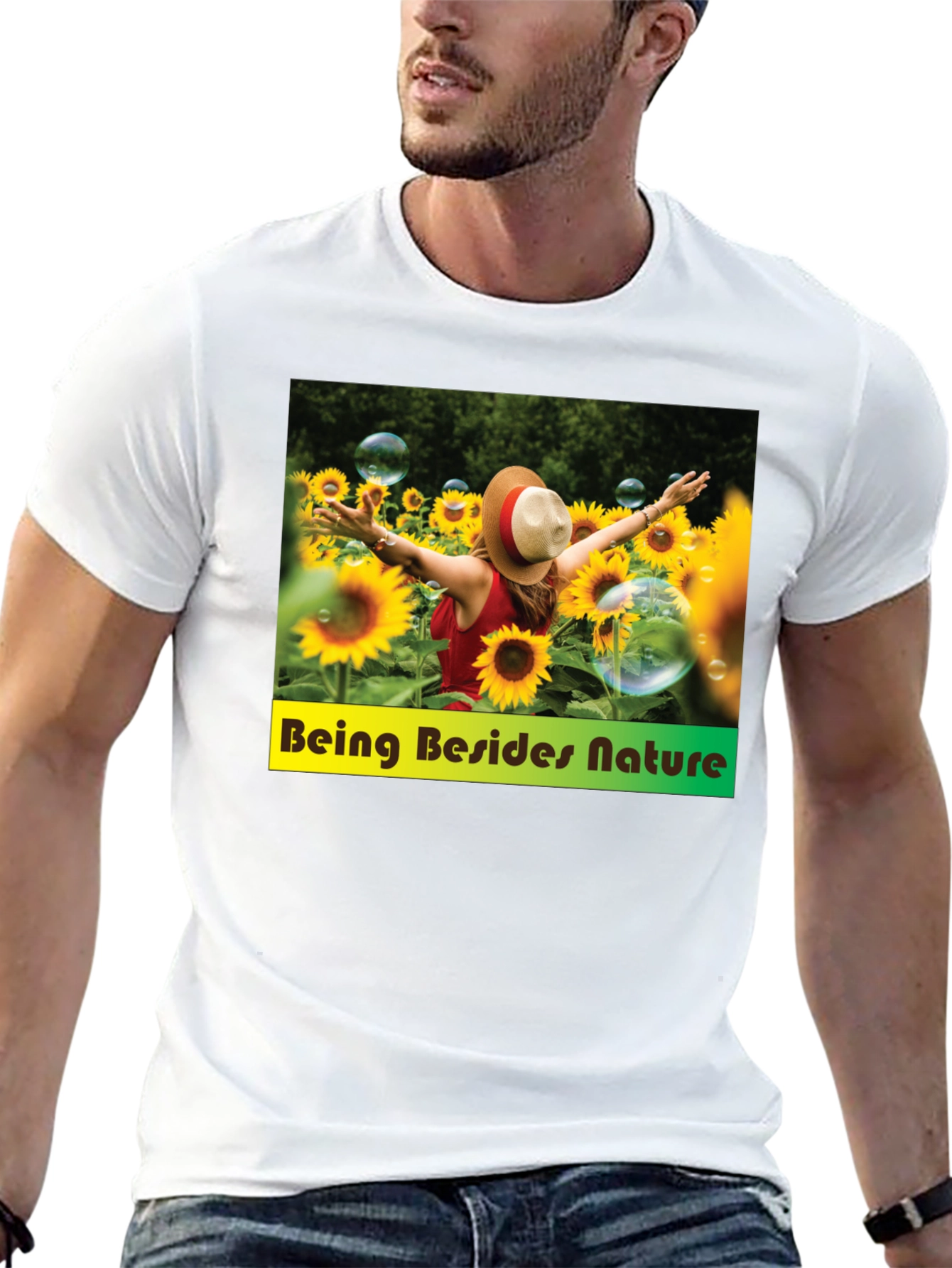 Sunflower Field Graphic Tee - Nature Lover Shirt