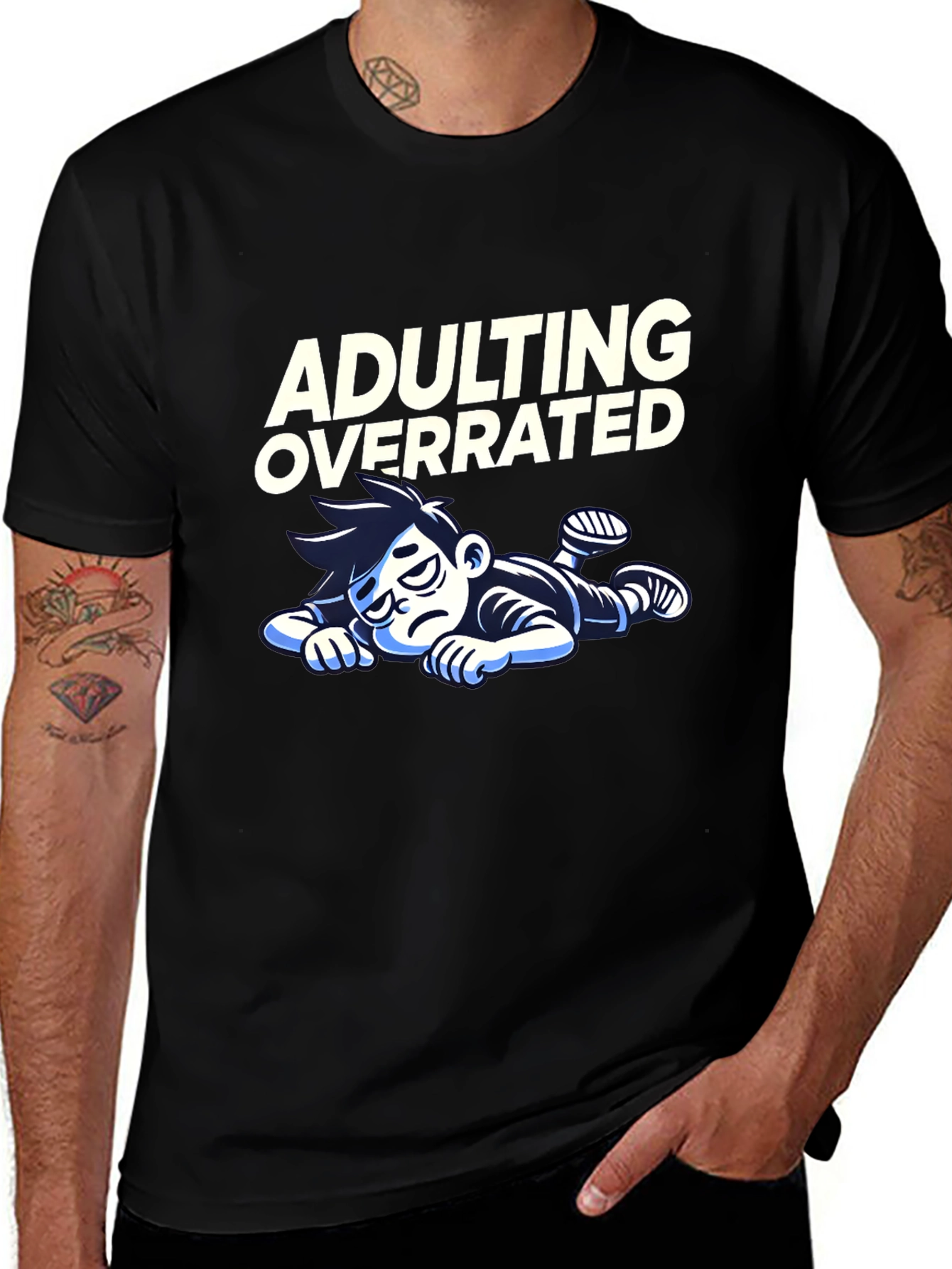 Adulting Overrated Graphic T-Shirt - Black