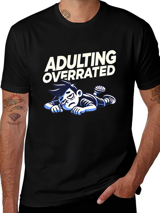 Adulting Overrated Graphic T-Shirt - Black