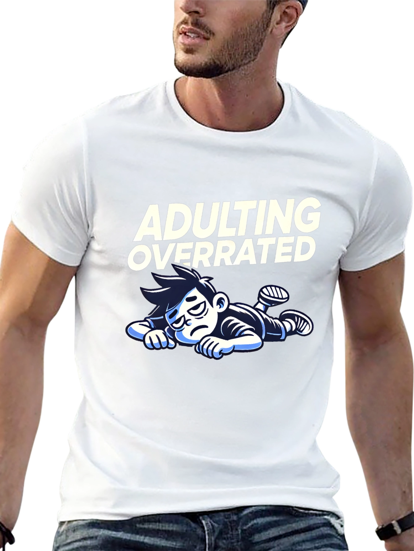 Adulting Overrated Graphic T-Shirt - Black
