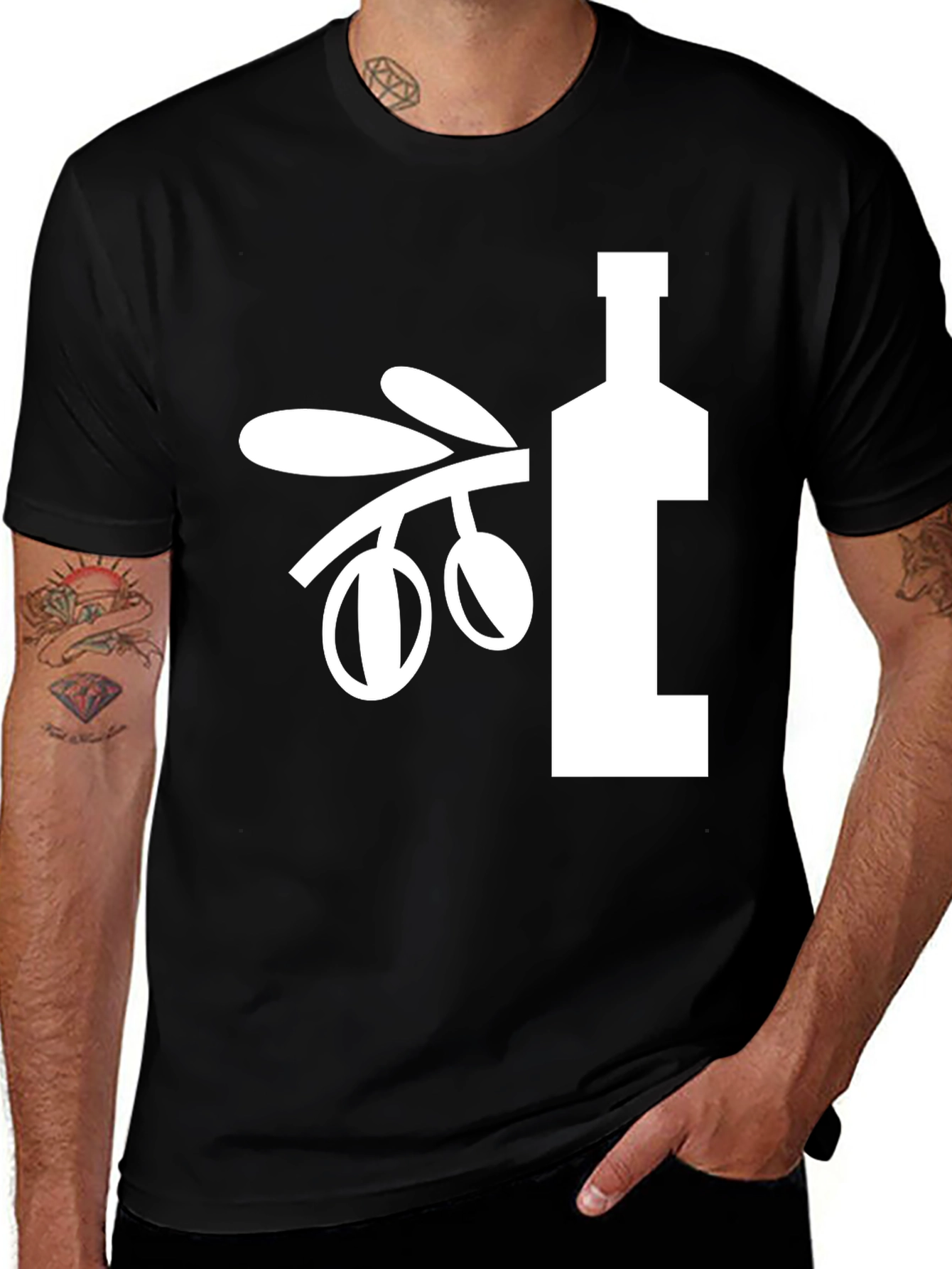 Olive Branch & Oil Bottle Graphic Tee