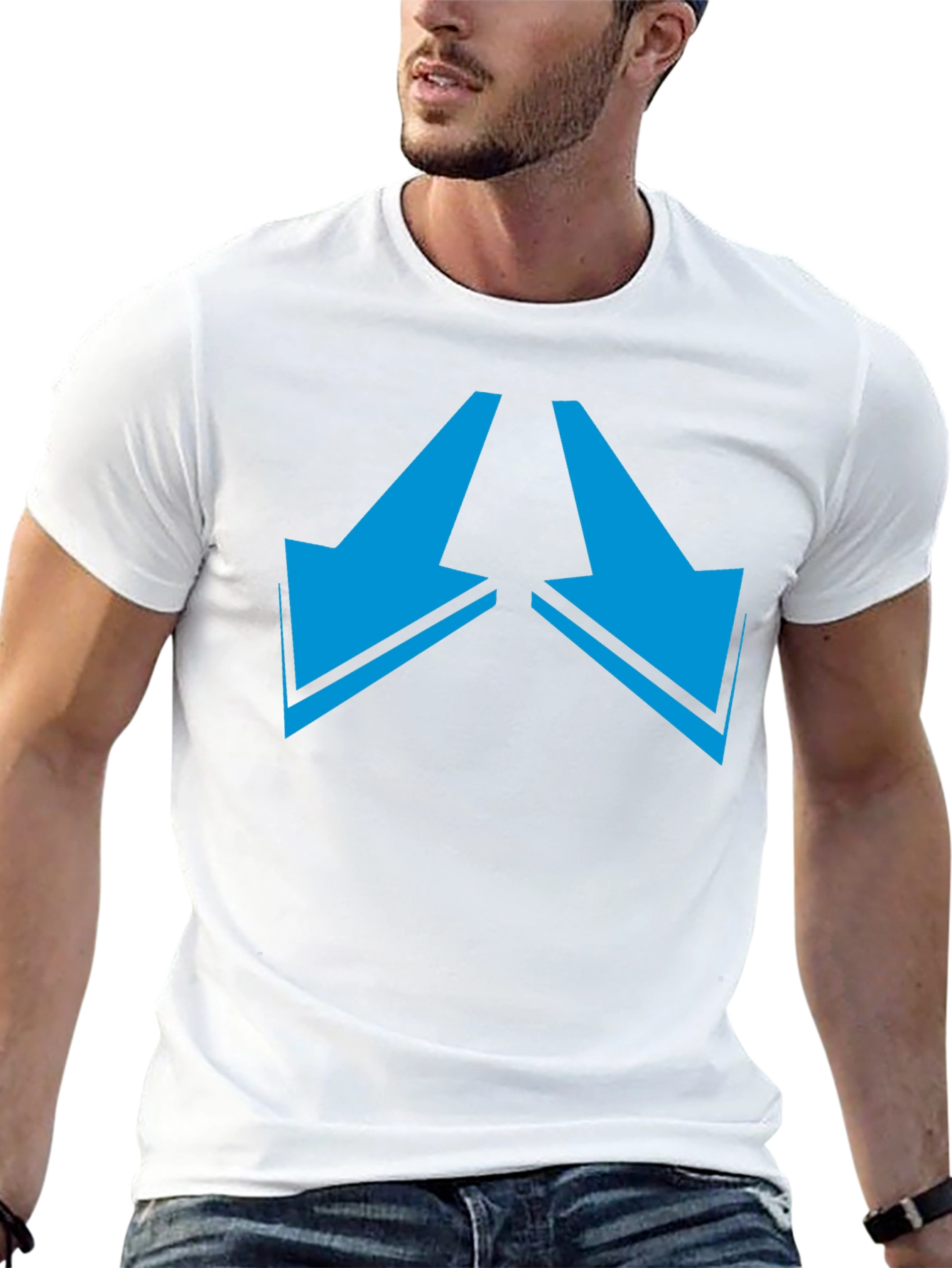 Black Tee with Arrows Pointing Down
