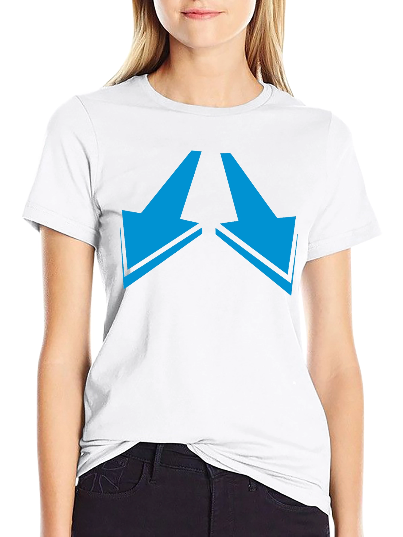 Black Tee with Arrows Pointing Down