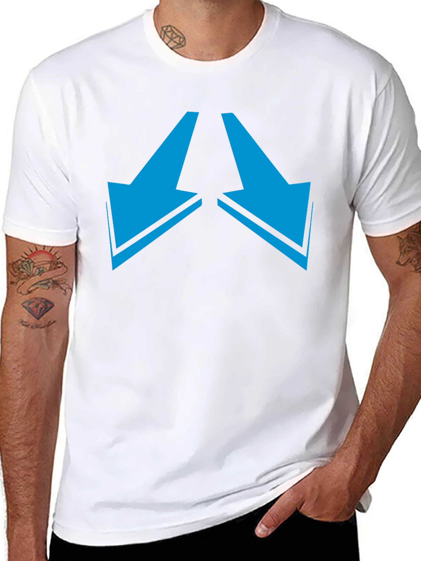 Black Tee with Arrows Pointing Down